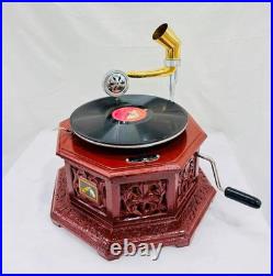 Vintage Style Handmade Gramophone Phonograph Record Player Working Wind-Up Home