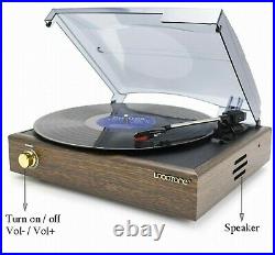 Vintage Turntable Record Player Vinyl Style Player With Two Built In Speakers
