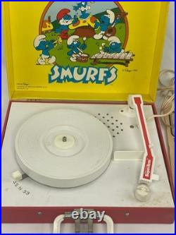 Vintage Vanity Fair Rare Collectible 1982 Smurfs Record Player Phonograph Works
