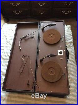 Vintage Very Rare Double Turntables Suitcase Record Player Early 40's/50's DJ