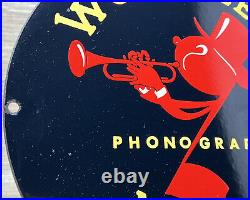 Vintage Wurlitzer Phonograph Porcelain Sign Record Player Gramophone Jukebox