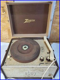 Vintage Zenith Radio Record Player BP-6V Phonograph Portable Turntable 45 Watts