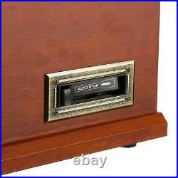Vinyl Record Player 3-Speed Turntable CD Cassette FM Radio Bluetooth Retro AUX