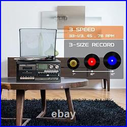 Vinyl Record Player 9 in1,3 Speed Bluetooth Vintage Turntable CD Cassette Player