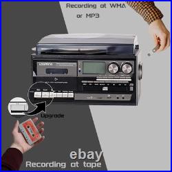 Vinyl Record Player 9-in-1 Bluetooth Turntable CD Cassette Player FM/AM Radio