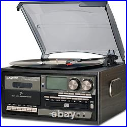 Vinyl Record Player 9-in-1 Bluetooth Turntable CD Cassette Player FM/AM Radio