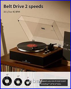 Vinyl Record Player, Bluetooth Turntable with Built in Speakers Walnut Wood Vinyl Record Player, Bluetooth Turntable with Built in Speakers Walnut Wood