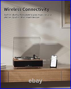 Vinyl Record Player, Bluetooth Turntable with Built in Speakers Walnut Wood Vinyl Record Player, Bluetooth Turntable with Built in Speakers Walnut Wood