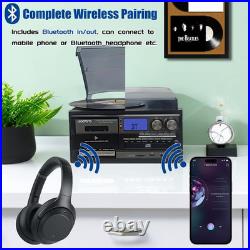 Vinyl Record Player Bluetooth in/out Turntable CD Tape Radio USB Recorder Aux in
