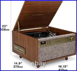 Vinyl Record Player Music Center Turntable CD Cassette Bluetooth Speakers
