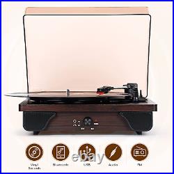 Vinyl Record Player Turntable with 2 Stereo Speakers, 3 Speed 3 Size Portable Re