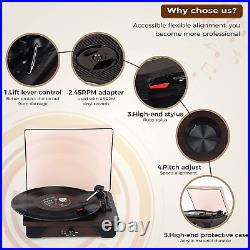 Vinyl Record Player Turntable with 2 Stereo Speakers, 3 Speed 3 Size Portable Re