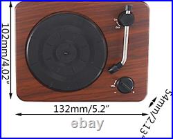 Vinyl Record Player, Vintage Portable Phonograph Belt Drive Turntable, with 2 Bu
