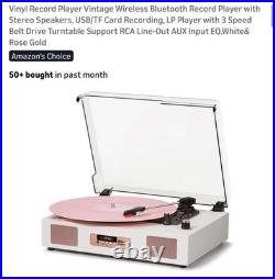 Vinyl Record Player Vintage Wireless Bluetooth Record Player With Stereo Speakers
