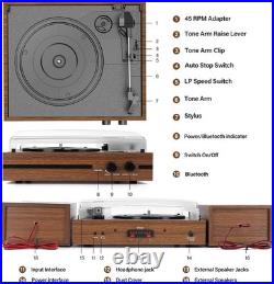 Vinyl Record Player With Dual Stereo Bookshelf Speakers and Bluetooth Clearance