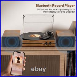 Vinyl Record Player With Dual Stereo Bookshelf Speakers and Bluetooth Clearance