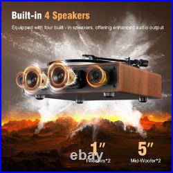 Vinyl Record Player with Bluetooth Input, All-In-One Turntable with Built-In Spe