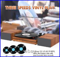 Vinyl Record Player with Dual External Stereo Speakers Belt-Drive Turntable