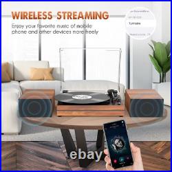 Vinyl Record Player with Dual External Stereo Speakers Belt-Drive Turntable