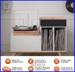 Vinyl Record Player with Dual External Stereo Speakers Belt-Drive Turntable