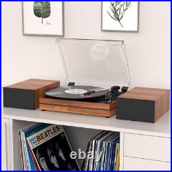 Vinyl Record Player with Dual External Stereo Speakers Belt-Drive Turntable