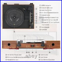 Vinyl Record Player with Dual External Stereo Speakers Belt-Drive Turntable