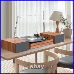 Vinyl Record Player with Dual External Stereo Speakers Belt-Drive Turntable
