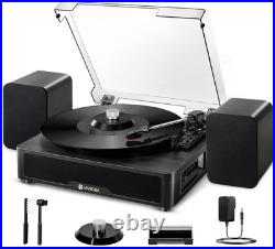 Vinyl Record Player with Dual Stereo Speakers Belt-Drive Vintage Turntable fo