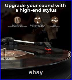 Vinyl Record Player with Dual Stereo Speakers Belt-Drive Vintage Turntable fo