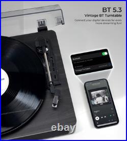 Vinyl Record Player with Dual Stereo Speakers Belt-Drive Vintage Turntable fo