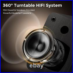 Vinyl Record Player with Dual Stereo Speakers Belt-Drive Vintage Turntable fo