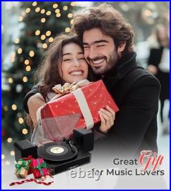 Vinyl Record Player with Dual Stereo Speakers Belt-Drive Vintage Turntable fo