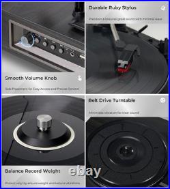 Vinyl Record Player with Dual Stereo Speakers Belt-Drive Vintage Turntable fo