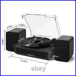 Vinyl Record Player with Dual Stereo Speakers Belt-Drive Vintage Turntable fo