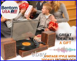 Vinyl Record Player with External Speakers, 3 Speed Bluetooth Turntable for Viny