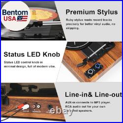 Vinyl Record Player with External Speakers, 3 Speed Bluetooth Turntable for Viny