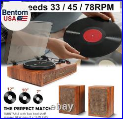 Vinyl Record Player with External Speakers, 3 Speed Bluetooth Turntable for Viny