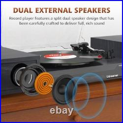 Vinyl Record Player with Speakers, Bluetooth Portable Turntable for Vinyl Black