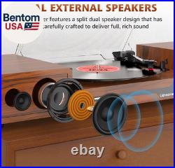 Vinyl Record Player with Speakers, Bluetooth Portable Turntable for Vinyl Records