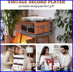 Vinyl Record Player with Speakers, Bluetooth Portable Turntable for Vinyl Records