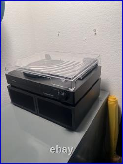 Vinyl Record Player with Speakers In Vintage Black. Excellent Condition Works