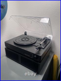 Vinyl Record Player with Speakers In Vintage Black. Excellent Condition Works