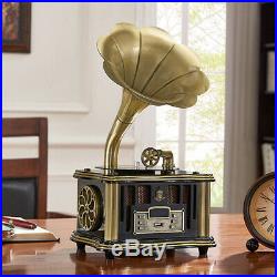Vinyl Turntable Gramophone Phonograph CD Record Player Speaker FM AUX Bluetooth