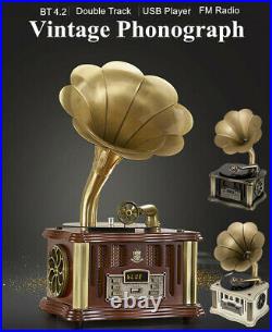 Vinyl Turntable Gramophone Phonograph Record Player Speaker FM Radio BT V6P0