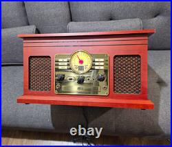 Vitrola Empire VSC-550BT Bluetooth AM/FM 3-Speed Record Player Brown