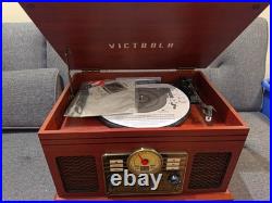 Vitrola Empire VSC-550BT Bluetooth AM/FM 3-Speed Record Player Brown