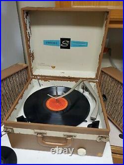 Vtg 1963 Symphonic 4PN20 Portable Suitcase Phonograph Record Player Need Service