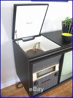 Vtg 50s 60s Tube Record Player Radio TV Console Mid Century Danish Modern Hi-Fi