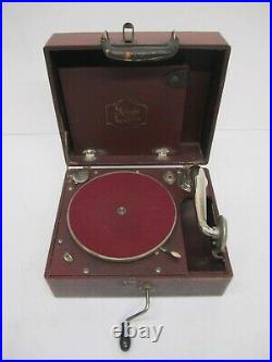 Vtg Antique Melody Queen Hand Crank Portable Phonograph Record Player As Is