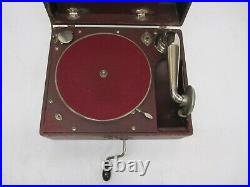 Vtg Antique Melody Queen Hand Crank Portable Phonograph Record Player As Is